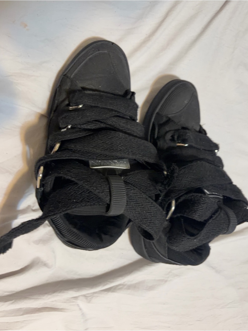 Lanvin Black High-Top Men's Designer Sneakers black on black